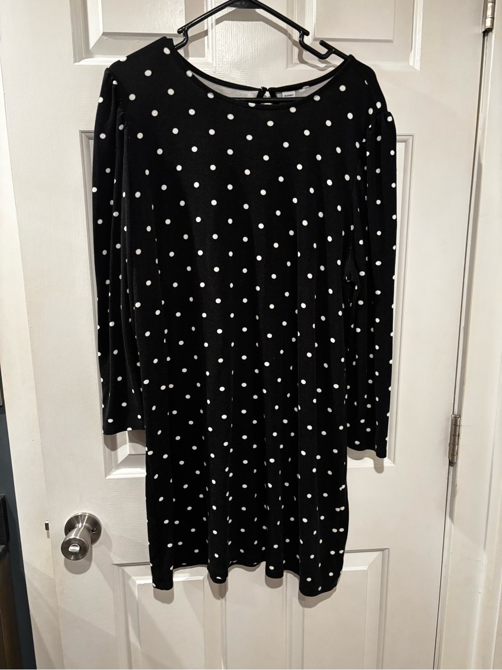 Old Navy Black Polka Dot Long-Sleeve  Dress